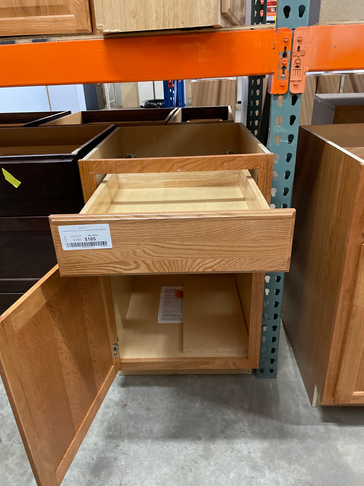 Hampton 21 in. W x 24 in. D x 34.5 in. H Assembled Base Cabinet in Medium Oak