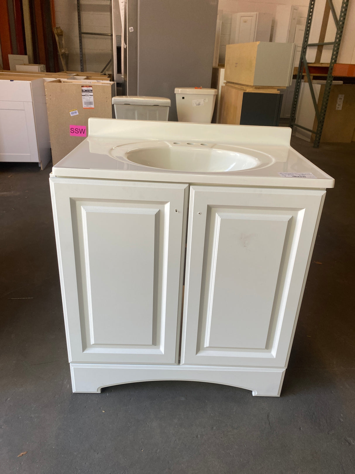 31 in. W x 19 in. D x 35 in. H Single Sink Freestanding Bath Vanity in White with White Cultured Marble Top