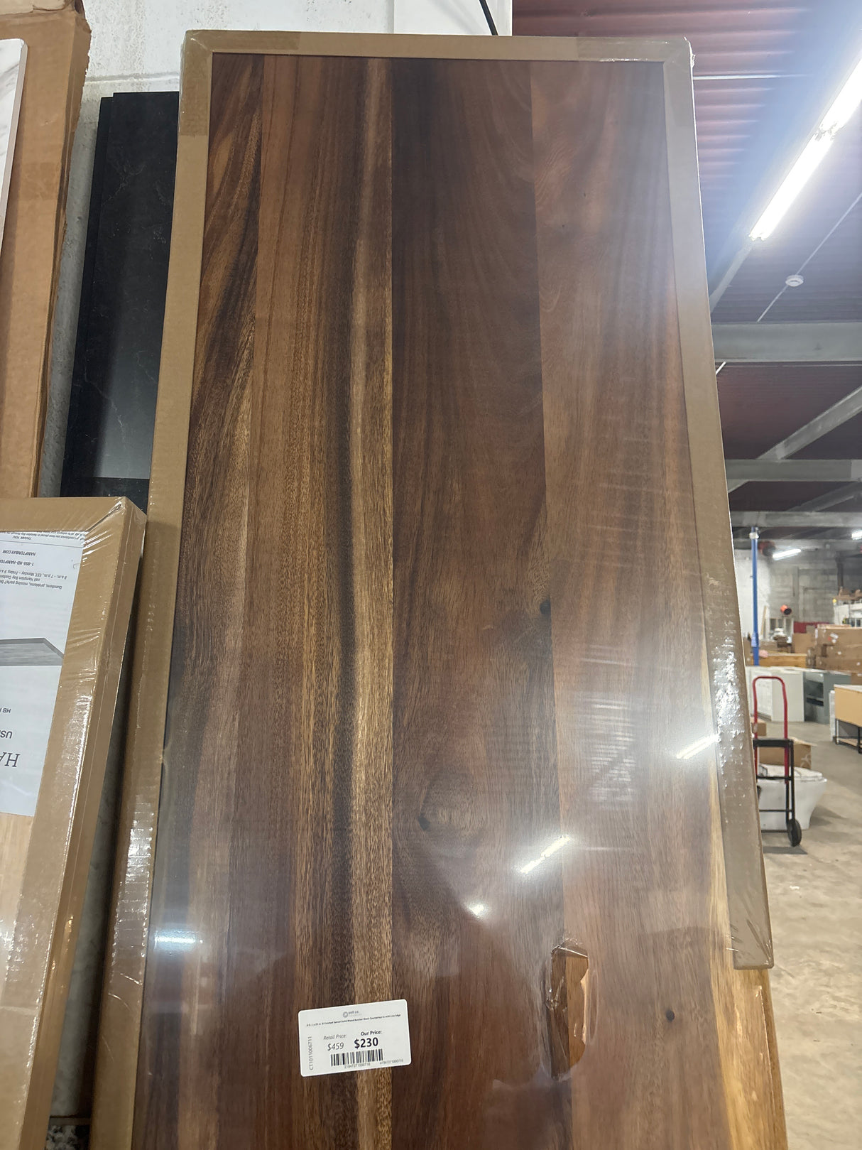 8 ft. L x 25 in. D Finished Saman Solid Wood Butcher Block Countertop in with Live Edge
