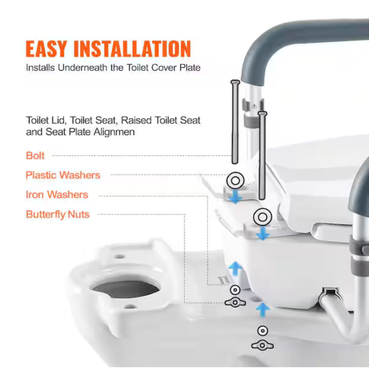 Raised Toilet Seat 10 in. x 24 in. Elevated Toilet Seat in white 300 lbs. Weight Capacity for Standard Round Toilet