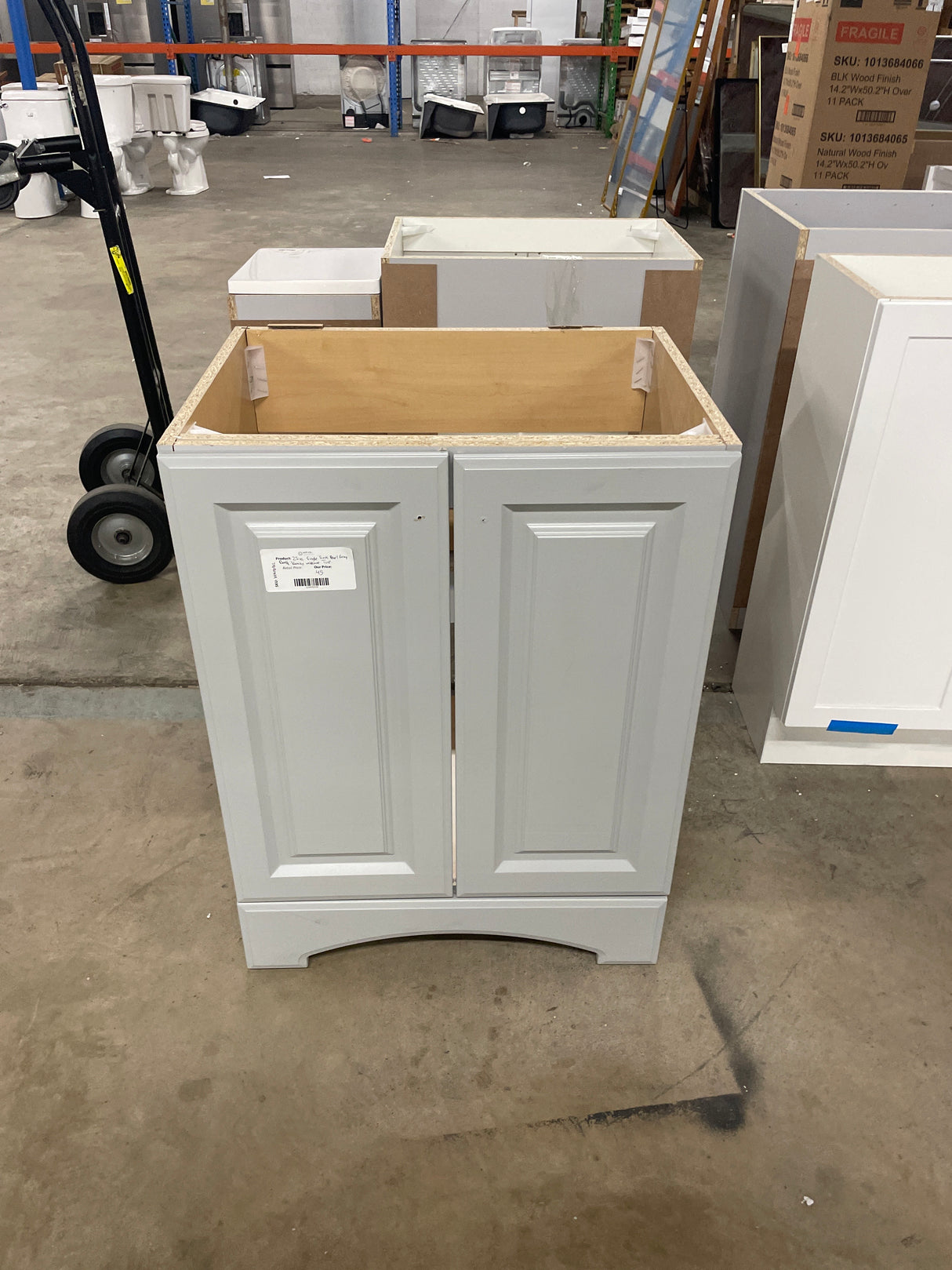 25 in. Single Sink Pearl Gray Bath Vanity Without Top