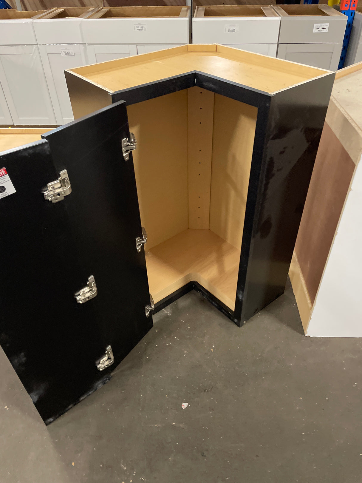 Shaker 24 in. W x 12 in. D x 39 in. H Assembled Diagonal Corner Wall Cabinet in Black