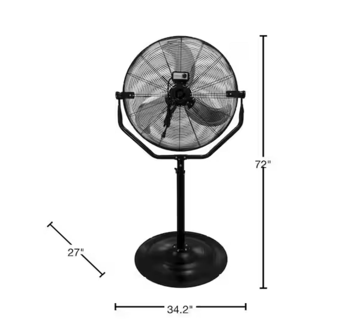 30 in. 3-Speeds High Velocity Tilting Pedestal Fan with Adjustable Height in Black