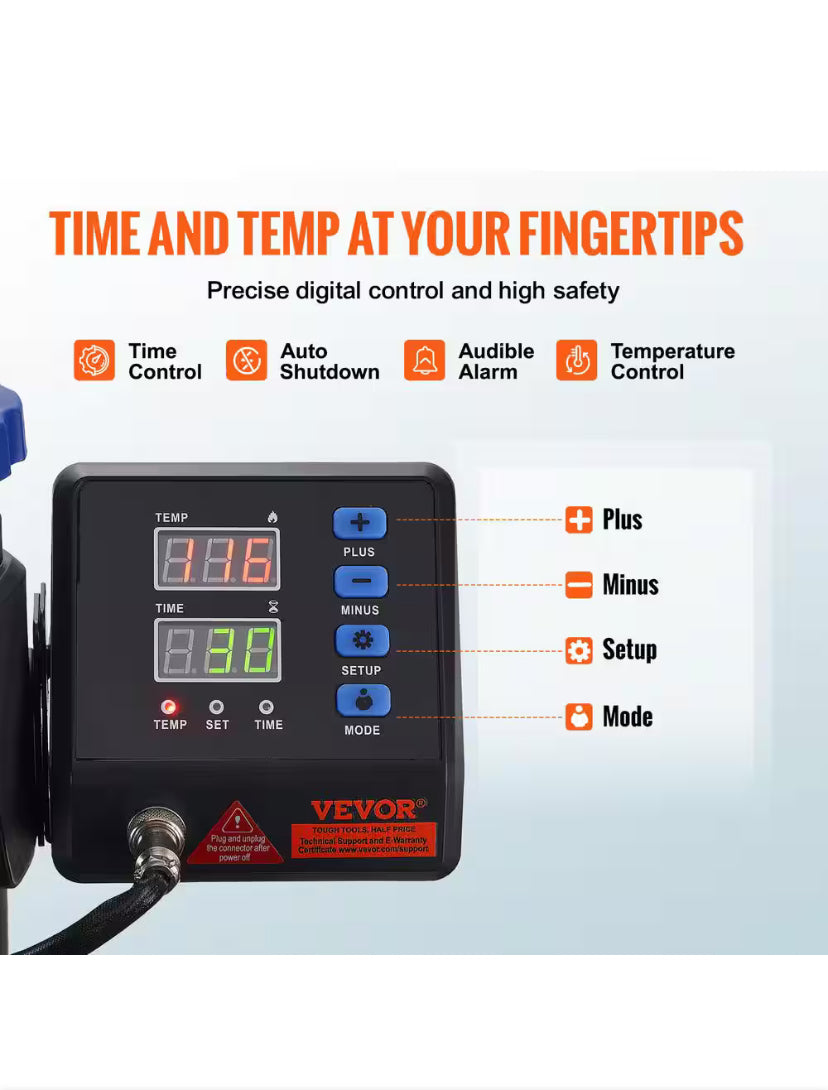 15 in. x 15 in. Pro Heat Press Machine 5 in 1 Combo 360 Swing Away Digital Sublimation Vinyl Transfer Printer, Blue