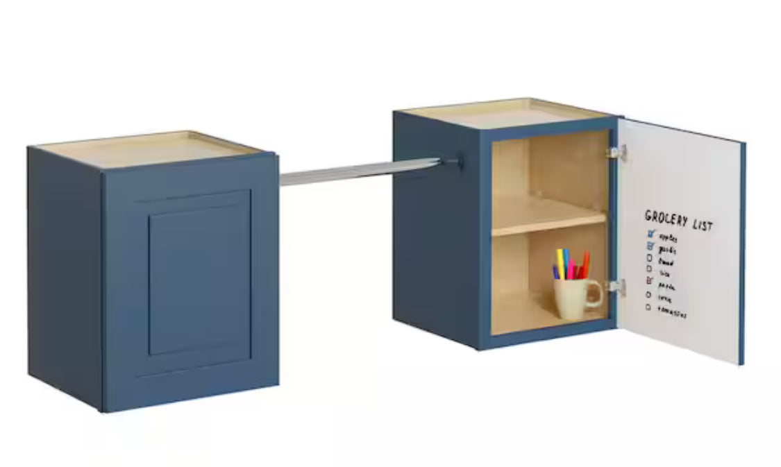 Greenwich Valencia Blue 23 in. H x 58 in. W x 12 in. D Plywood Laundry Room Wall Cabinet andPole ext 76 in. w/ 2 Shelves