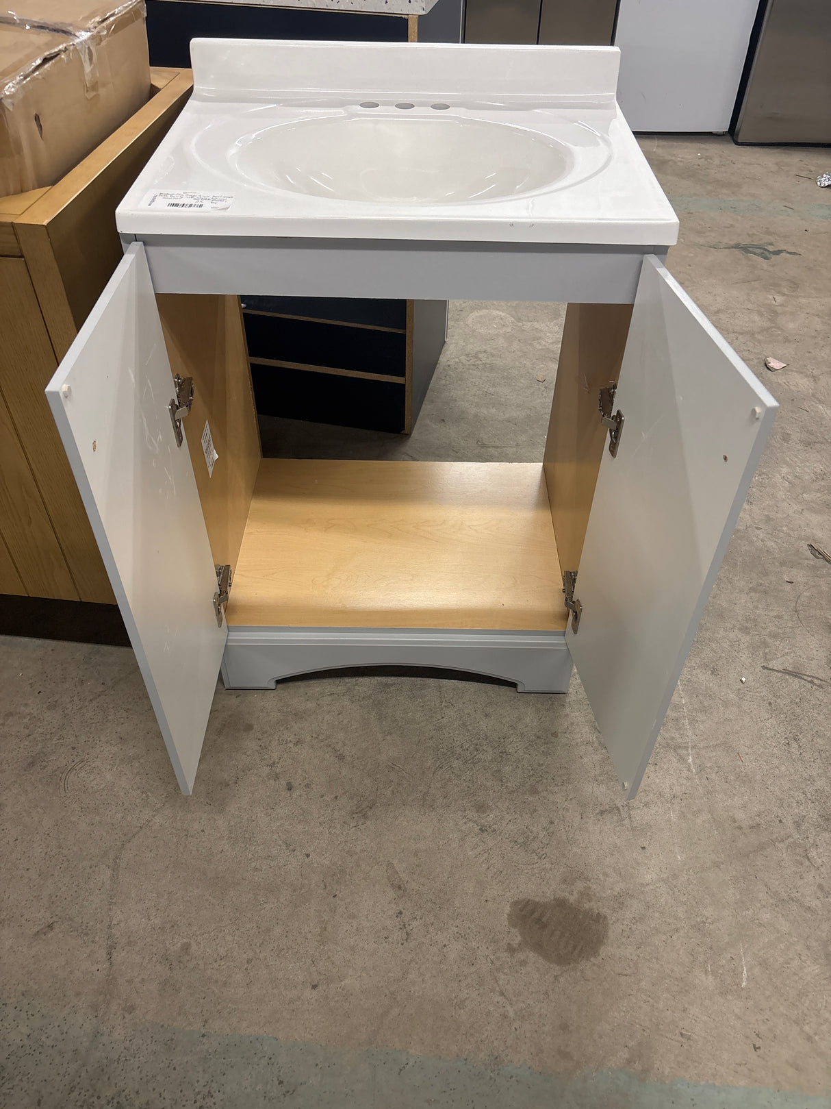 25 in. Single Sink Pearl Gray Bath Vanity with White Cultured Marble Top (Assembled)