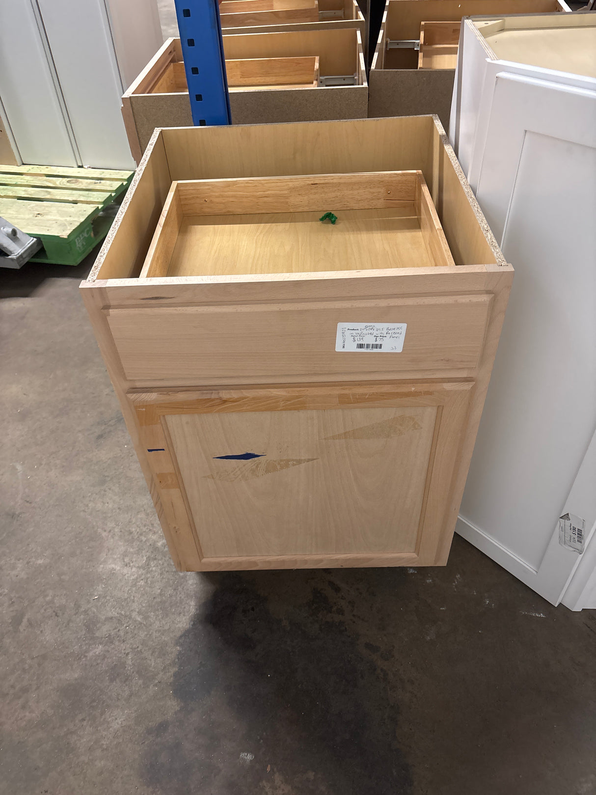 24 in. W x 24 in. D x 34.5 in. H Assembled Base Kitchen Cabinet in Unfinished with Recessed Panel