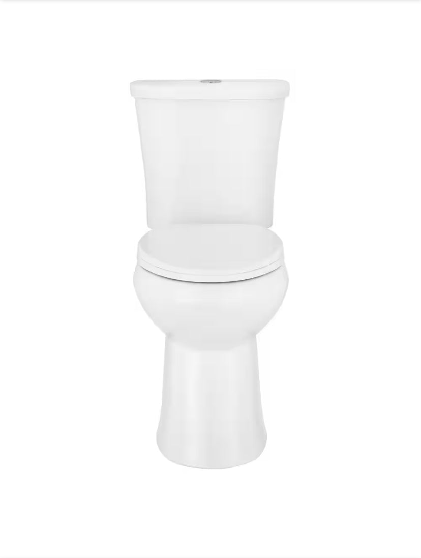 Power Flush 12 in. Rough in 2-Piece 0.95 GPF/1.28 GPF Dual Flush Elongated Toilet in White with Slow-Close Seat Included
