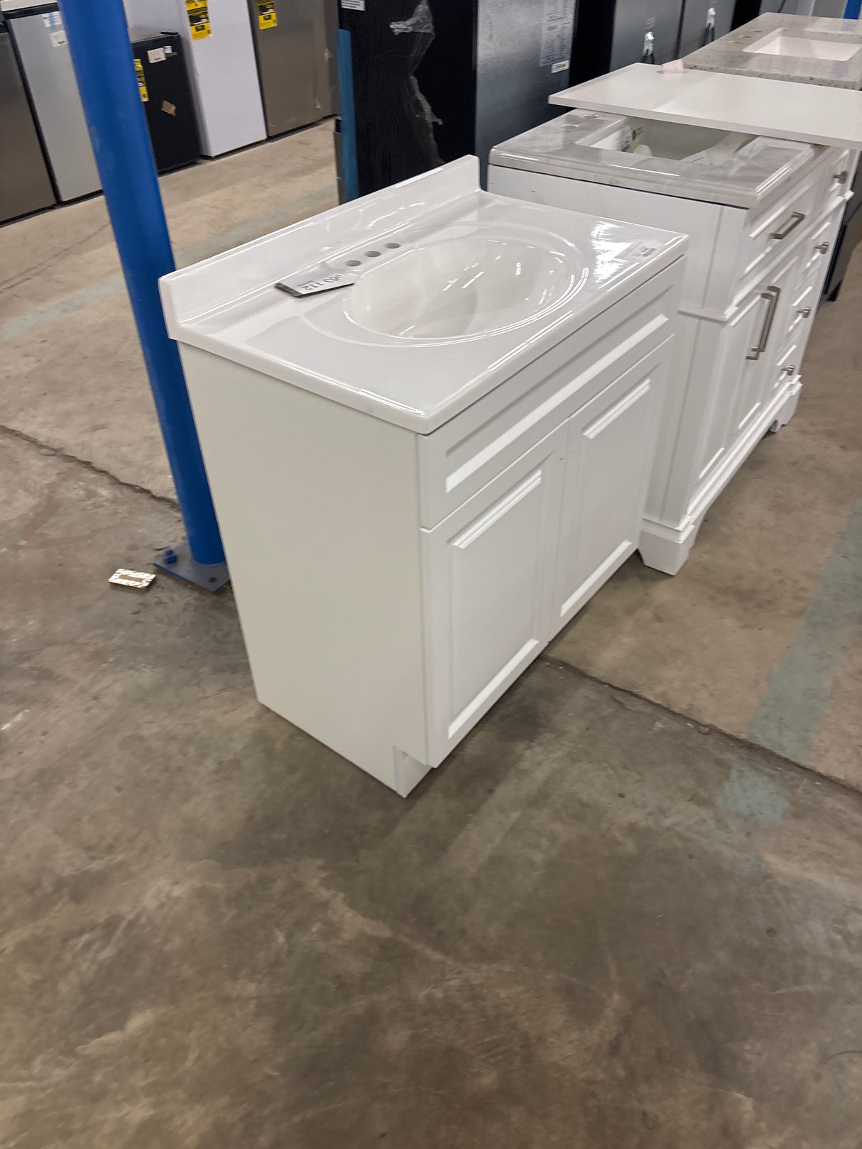 Lancaster 37 in. Single Sink White Bath Vanity with White Cultured Marble Top (Assembled)