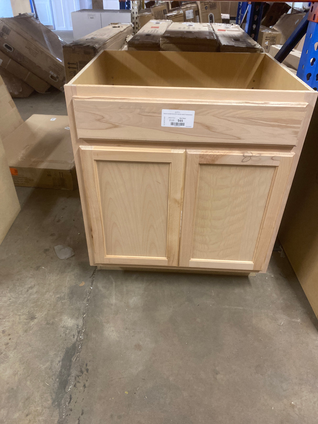Hampton Assembled 30x34.5x24 in. Sink Base Cabinet in Unfinished Beech