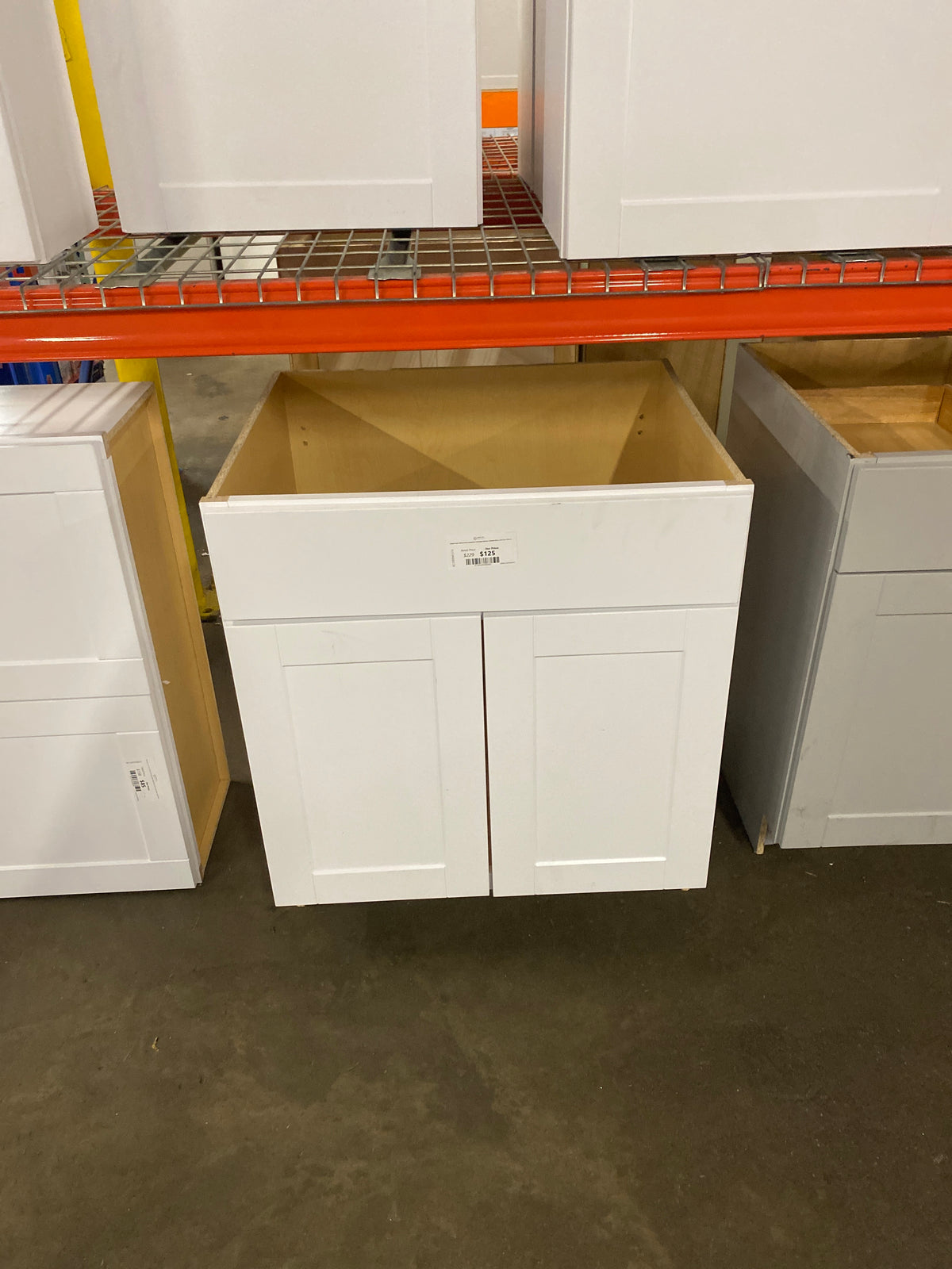 Shaker Satin White Stock Assembled Sink Base Kitchen Cabinet (30 in. x 34.5 in. x 24 in.)