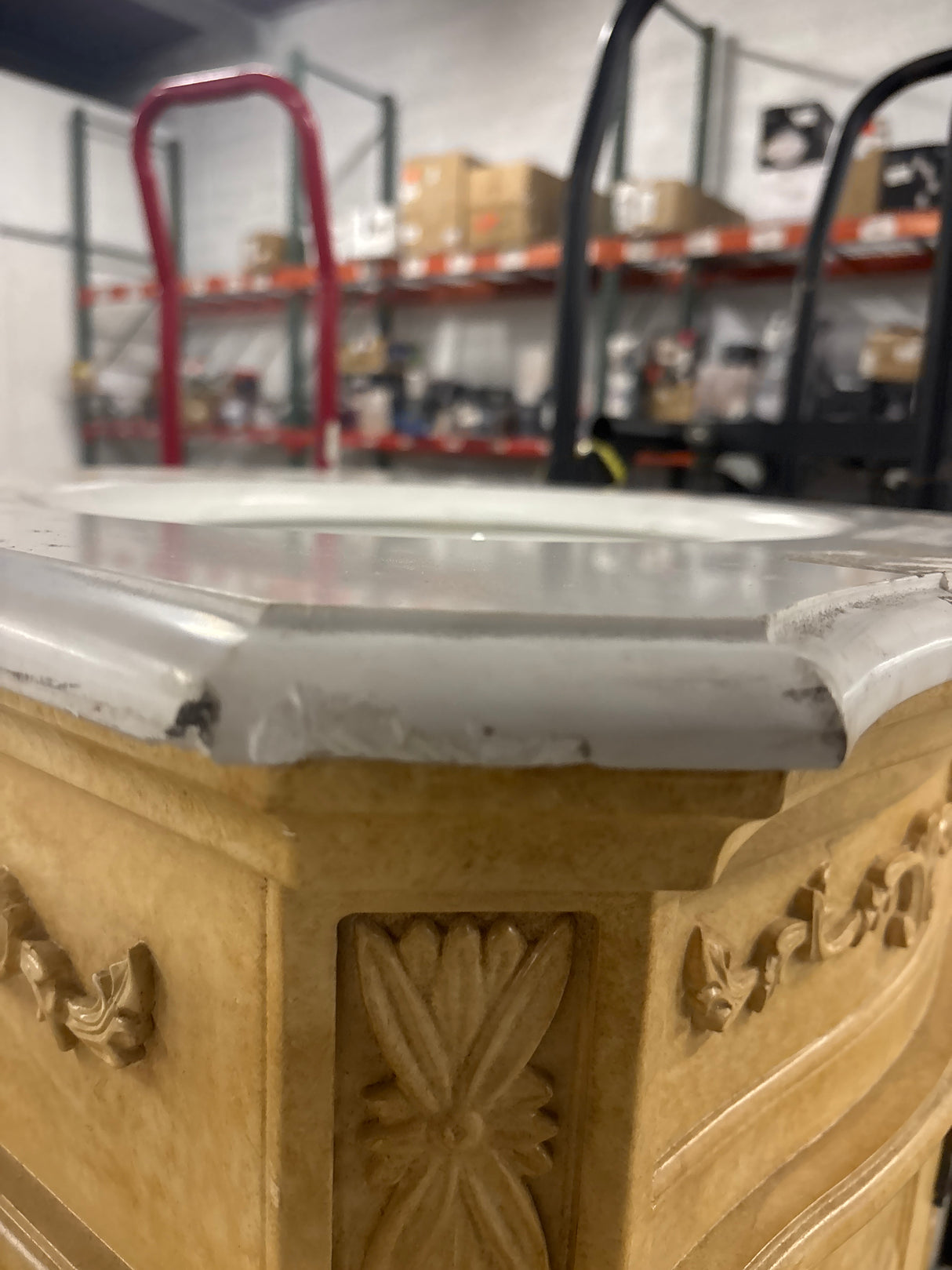 Simply Living 19 in. W x 19 in. D x 36 in. H Bath Vanity in Antique Beige with Ivory White Engineered Marble