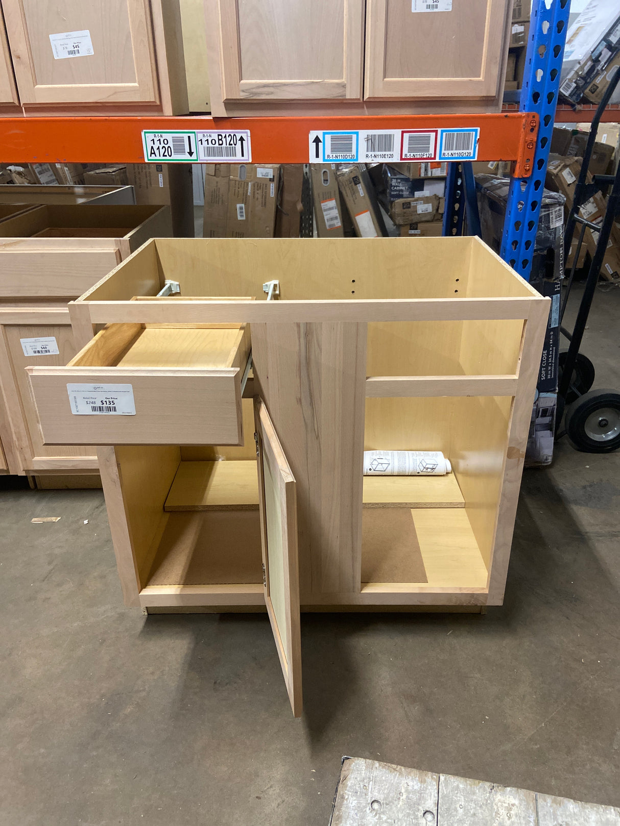 36 in. W x 24 in. D x 34.5 in. H Assembled Blind Corner Base Kitchen Cabinet in Unfinished with Recessed Panel