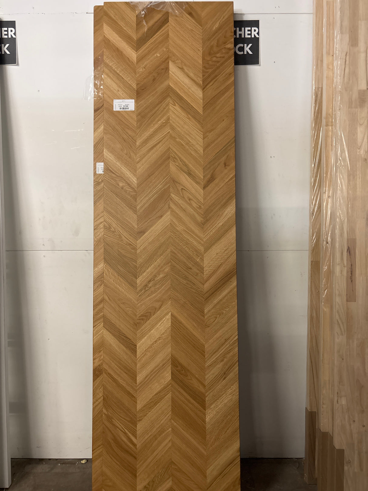 8 ft. L x 25 in. D Engineered Finished Chevron Oak Butcher Block Countertop in Brown with Standard Edge