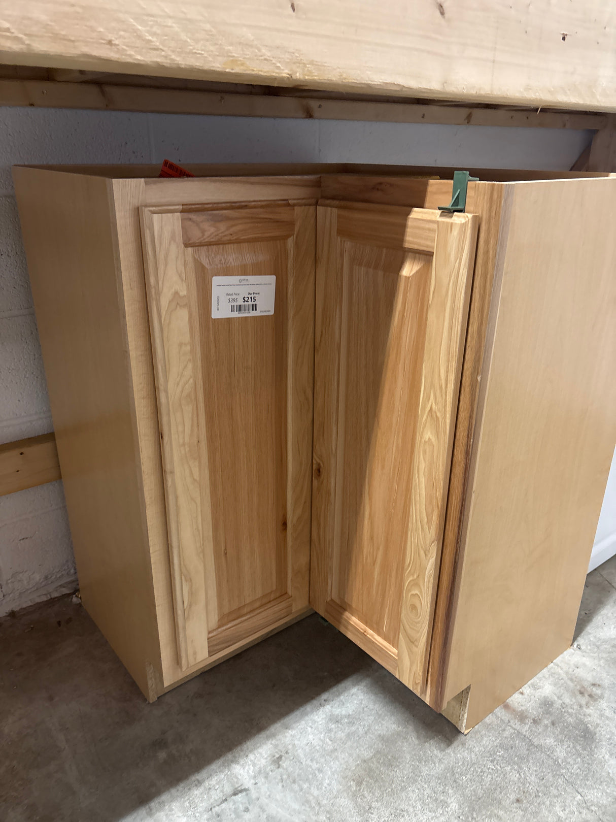 Hampton Natural Hickory Raised Panel Assembled Lazy Susan Corner Base Kitchen Cabinet (28.5 in. x 34.5 in. x 16.5 in.)