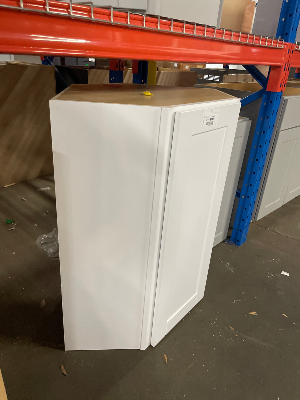 Shaker Satin White Stock Assembled Diagonal Corner Wall Kitchen Cabinet (24 in. x 36 in. x 12 in.)