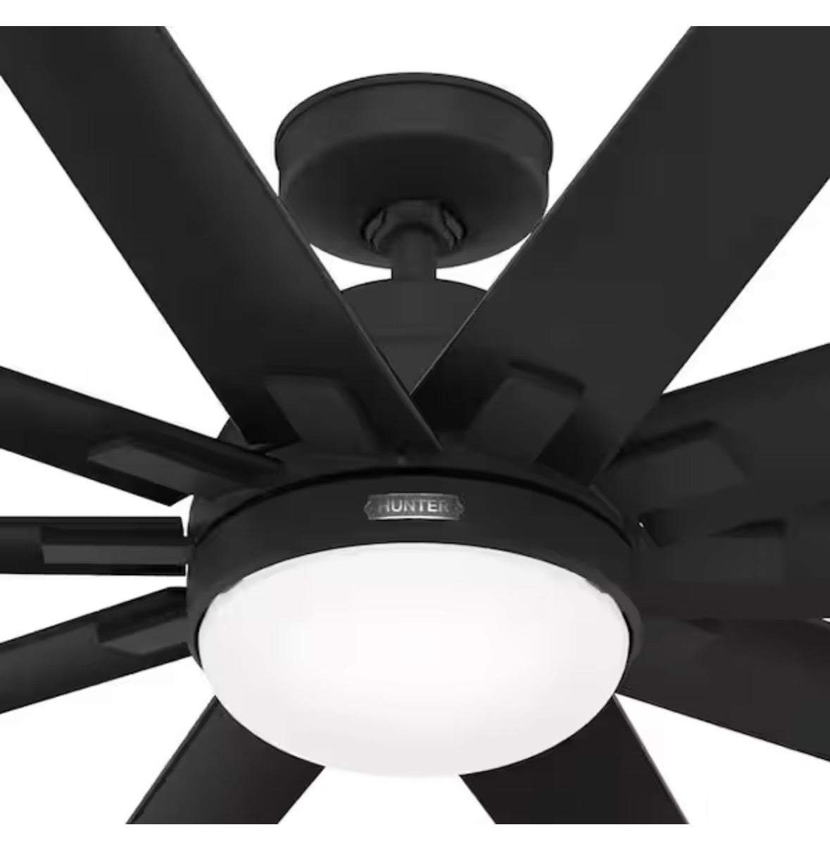 Overton 72 inch ENERGY STAR® Matte Black Indoor/Covered Outdoor Ceiling Fan with Light Kit and Wall Control