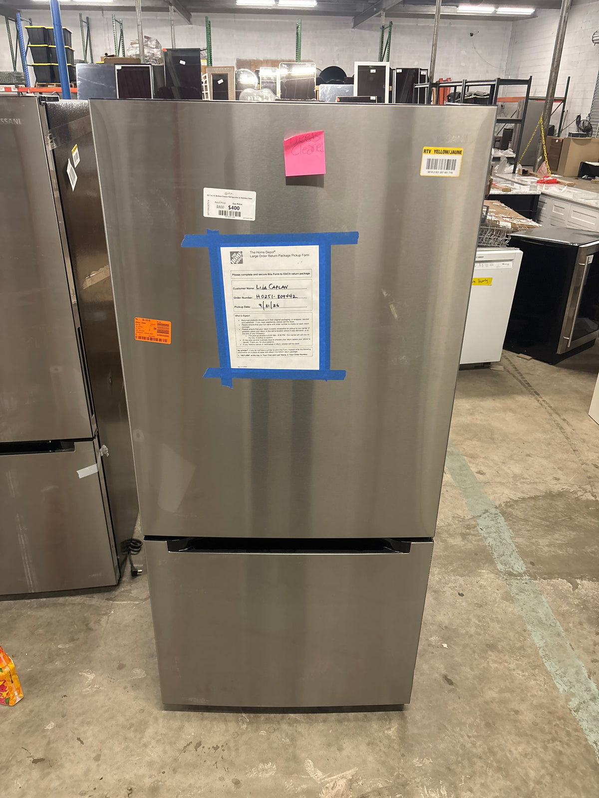 18.7 cu. ft. Bottom Freezer Refrigerator in Stainless Steel