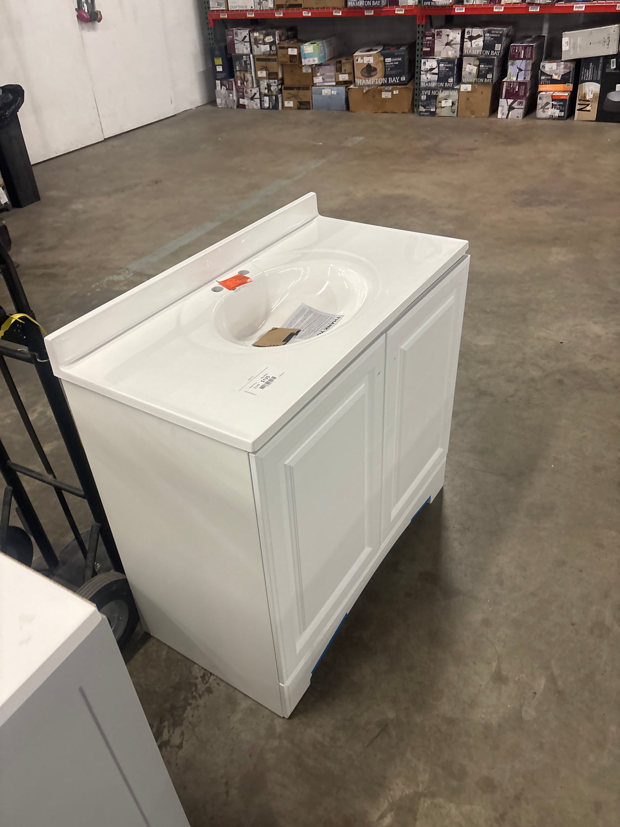 Glacier Bay 37 in. W x 19 in. D x 35 in. H Single Sink Freestanding Bath Vanity in White with White Cultured Marble Top