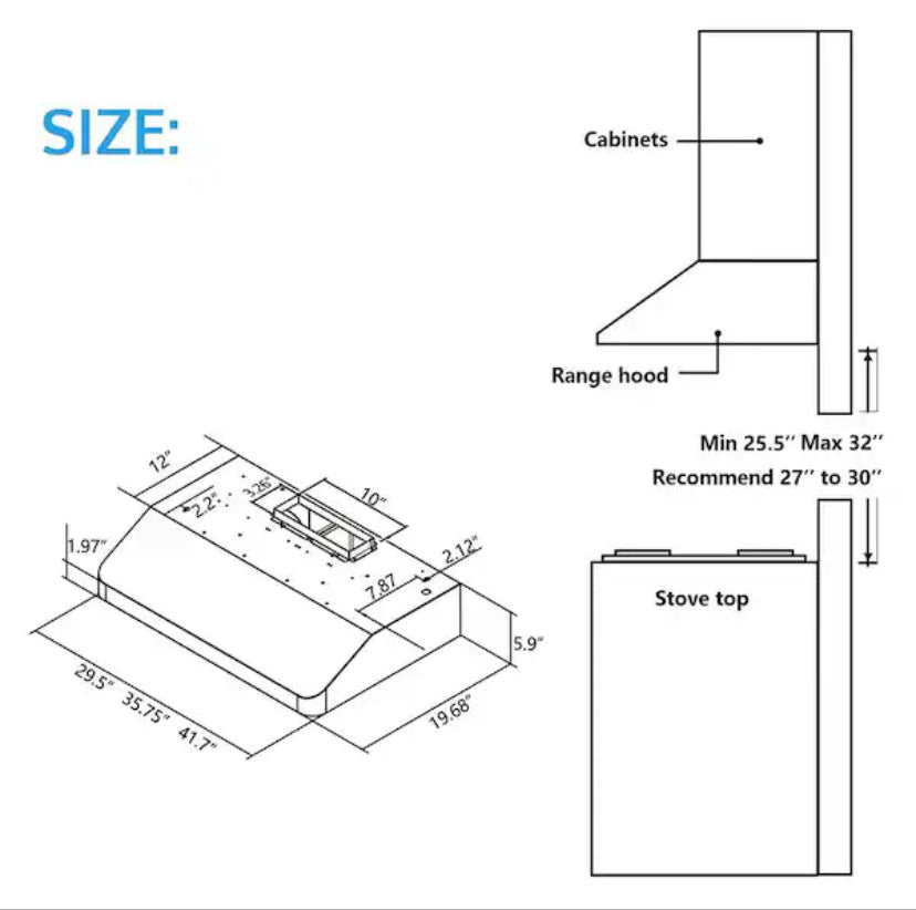 30 in. 900 CFM Ducted Under Cabinet Range Hood in Black Stainless Steel with 2 -Way Venting and Changeable LED