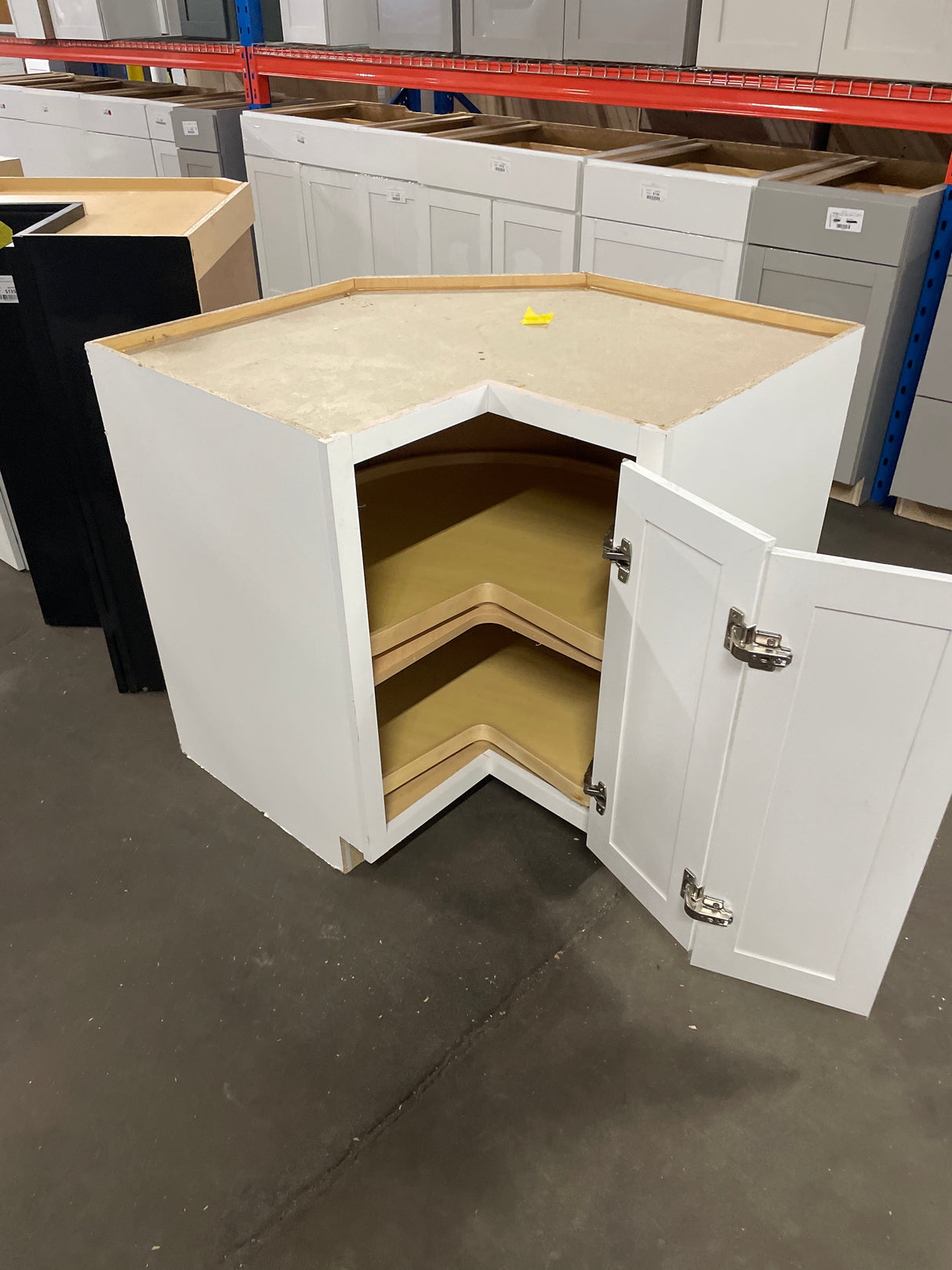 36 in. W x 24 in. D x 34.5 in. H Assembled Raised Panel Lazy Susan Corner Base Cabinet in White