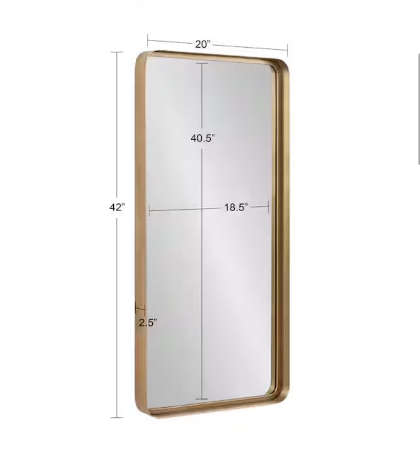 Armenta 20.00 in. W x 42.00 in. H Rectangle Metal Gold Framed Industrial Wall Mirror