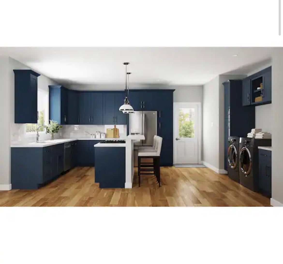 Richmond Valencia Blue Plywood Shaker Ready to Assemble Drwer Base Kitchen Cabinet Sft Cls 24 in W x 24 in D x 34.5 in H