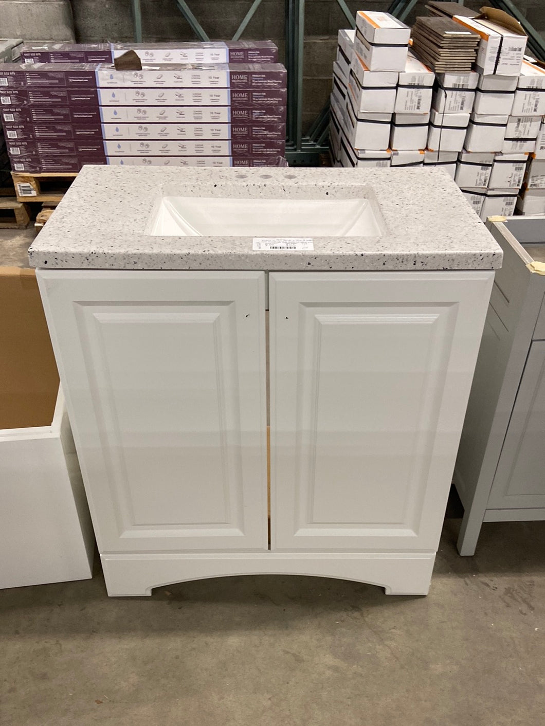 31 in. W x 19 in. D x 35 in. H Single Sink Freestanding Bath Vanity in White with White Cultured Marble Top