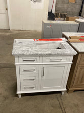 Load image into Gallery viewer, Sonoma 36 in. W x 22 in. D x 34 in. H Bath Vanity in White with White Carrara Marble Top
