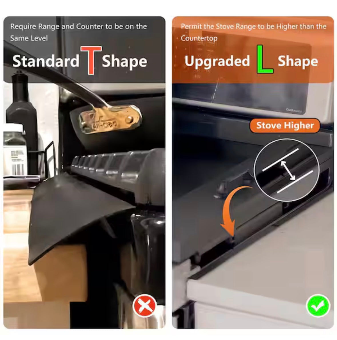 Stainless Steel Stove Gap Covers (2-Pack), Stove Gap Filler for Kitchen Oven Counter Side Gap, Range Trim Kit, Black