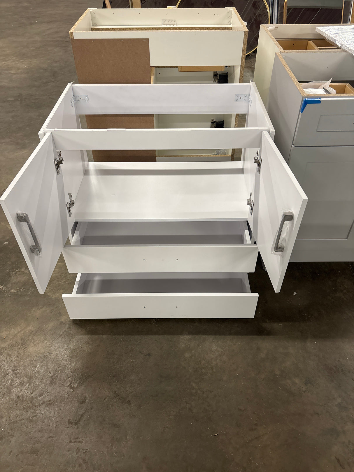 Alessio 32 in. Single Sink PVC White Standing Bath Vanity with White Sintered Stone Top Assembled