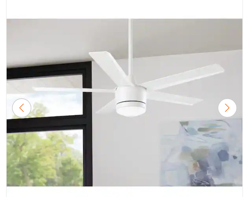 Merwry 52 in. Intergrated LED Matte White Ceiling Fan With Light And Remote Control