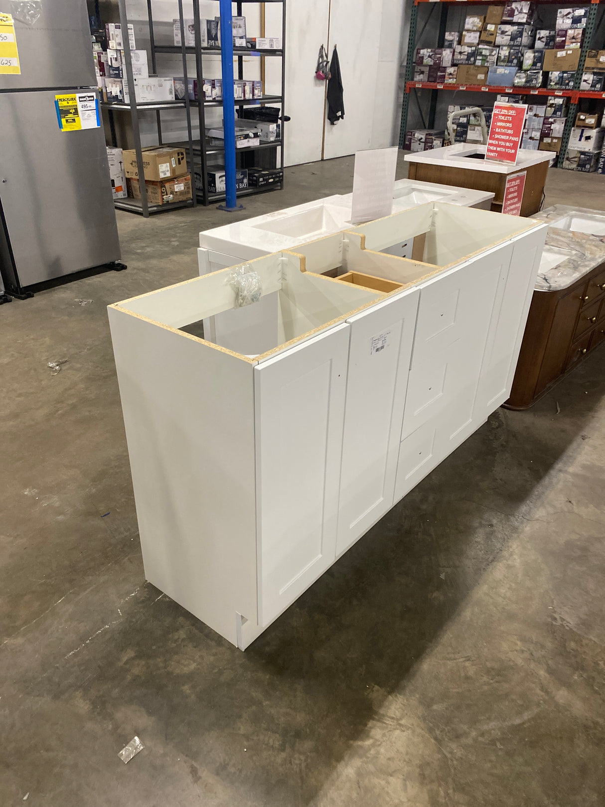 Bannister 61 in. Double Sink White Bath Vanity without Top