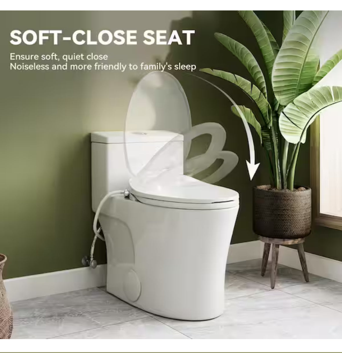 Non-Electric Bidet Seat for Elongated Toilets with Front and Rear Wash, Adjustable Water Pressure in White