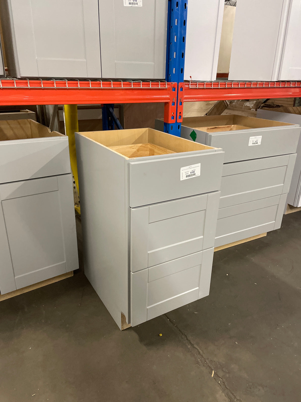 Shaker 18 in. W x 24 in. D x 34.5 in. H Assembled 3 Drawer Base Cabinet in Dove Gray