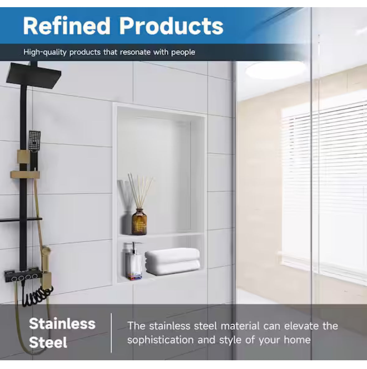 12 in. W x 24 in. H x 4 in. D Stainless Steel Shower Niche in White