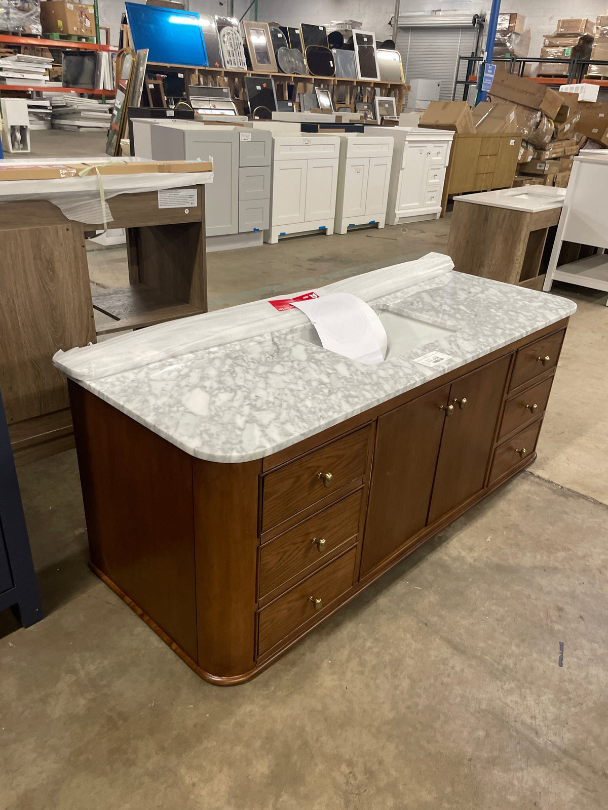 Collette 60 in. Double Sink Freestanding Bathroom Vanity with White Carrara Marble Top (Assembled)