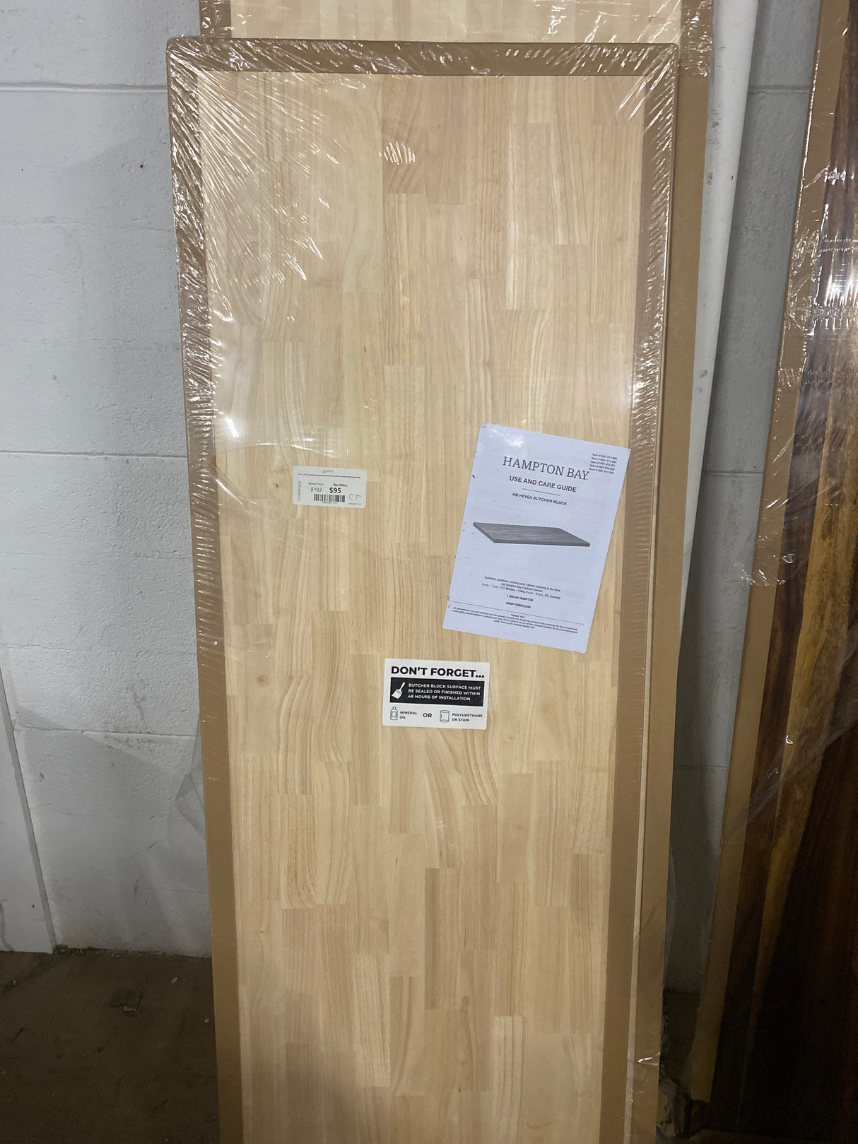 6 ft. L x 25 in. D Unfinished Hevea Solid Wood Butcher Block Countertop With Square Edge