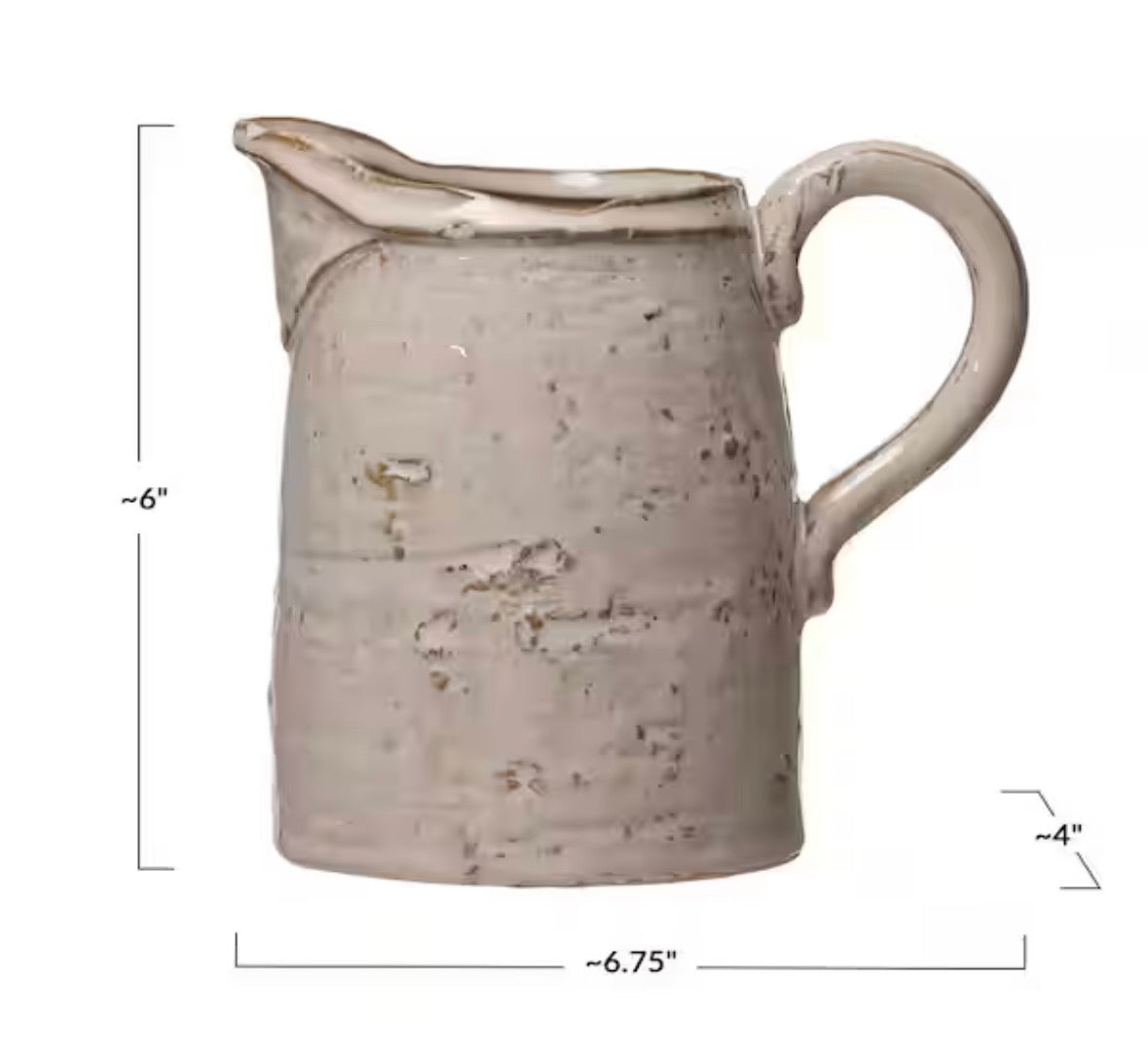 28 fl. Oz. White Stoneware Pitcher with Reactive Glaze