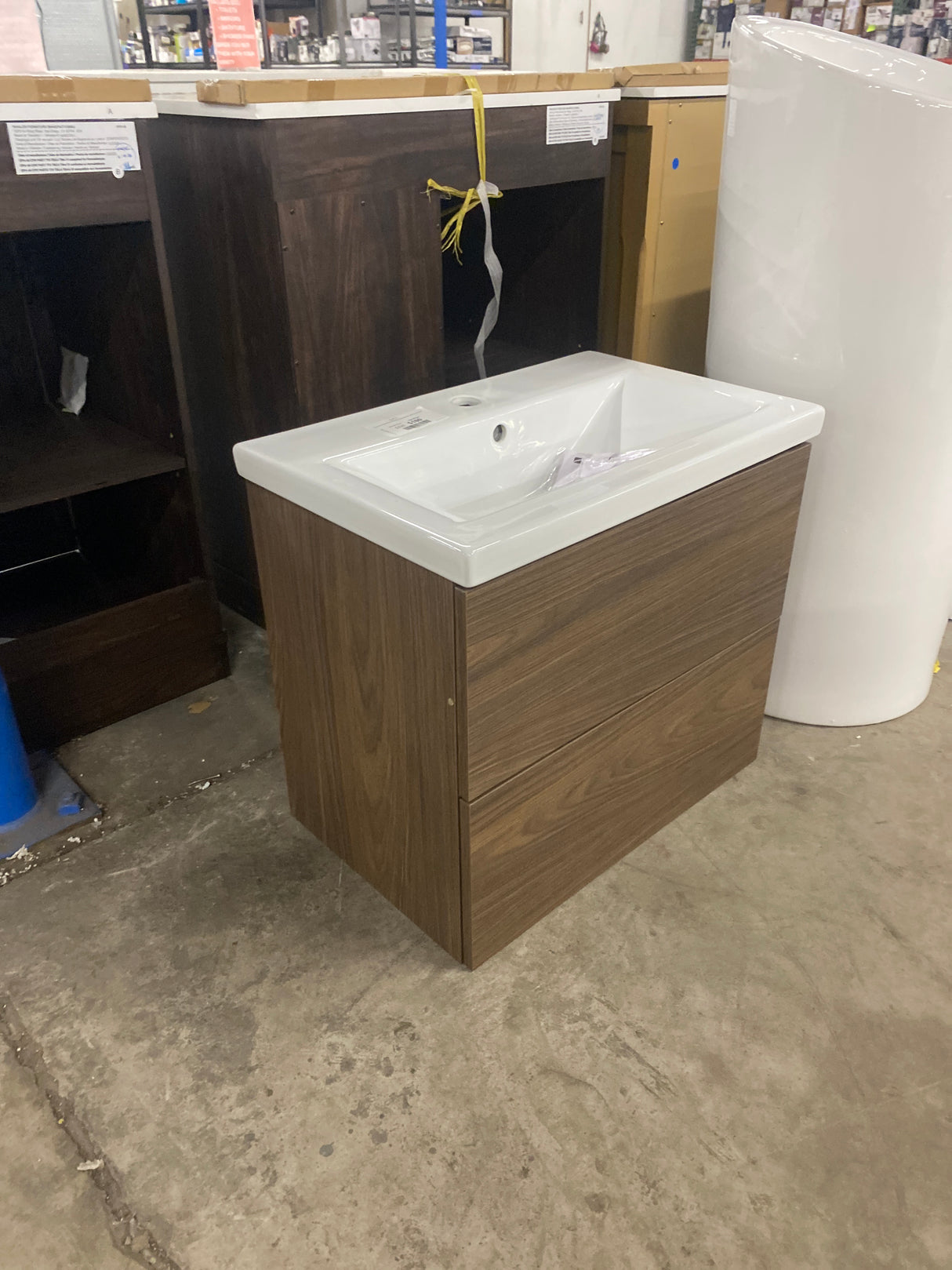 Ardwick 24 in. Single Sink Mocha Walnut Bath Vanity with White Ceramic Top (Assembled)