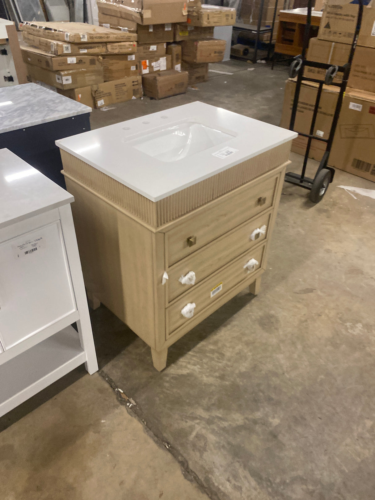 Danby 30 in. Single Sink Platinum Oak Bath Vanity with White Engineered Marble Top (Assembled)
