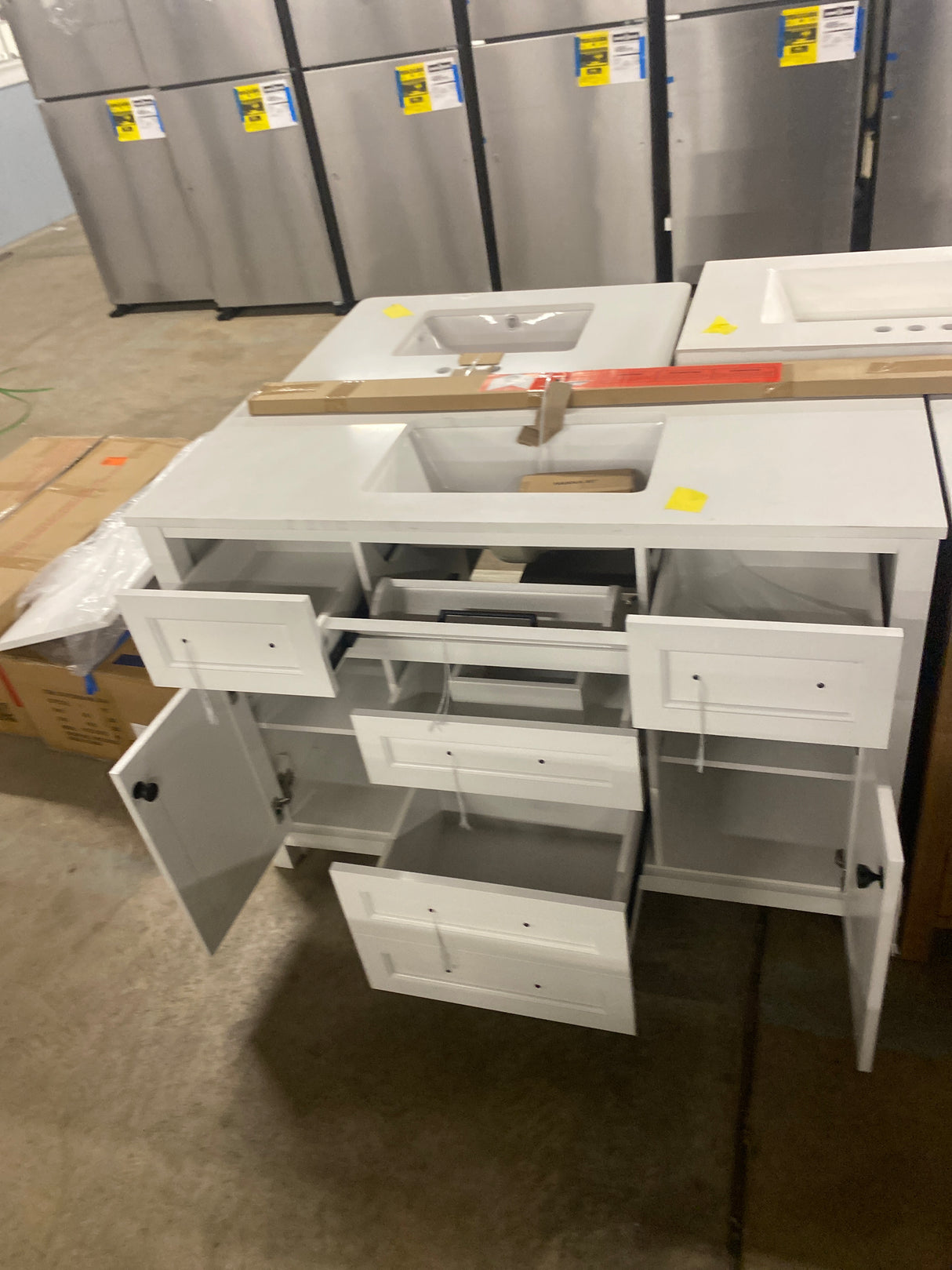 Hanna 48 in. Single Sink White Bath Vanity with White Engineered Stone Top (Assembled)