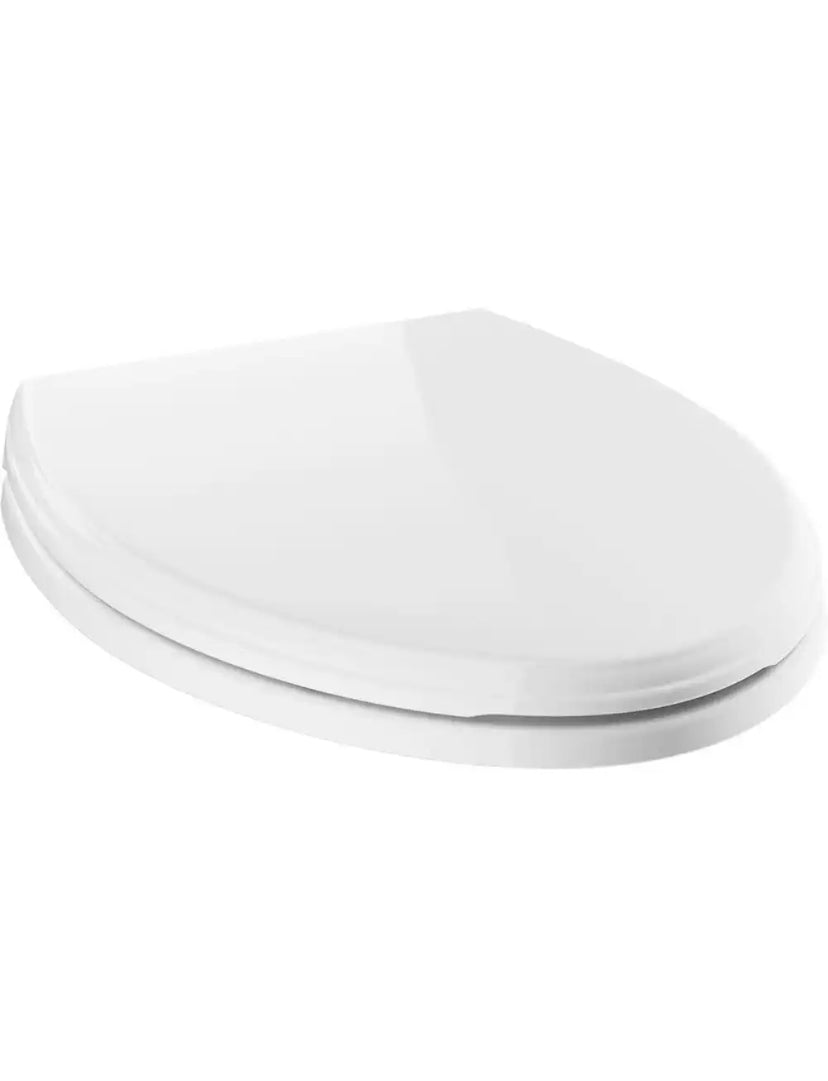 Wycliffe Slow-Close Elongated Toilet Seat with No Slip Bumpers in White