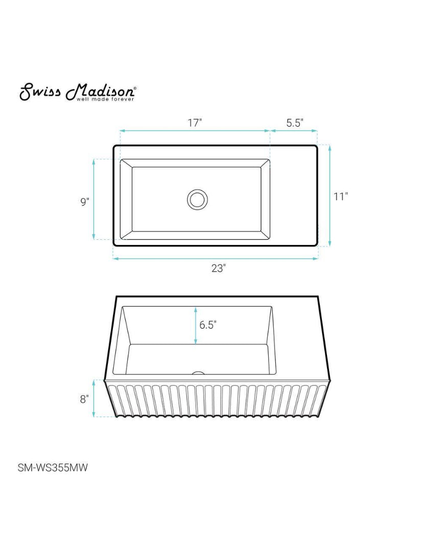 Delice 24 in. Ceramic Rectangular Wall-Mount Bathroom Sink in Matte White
