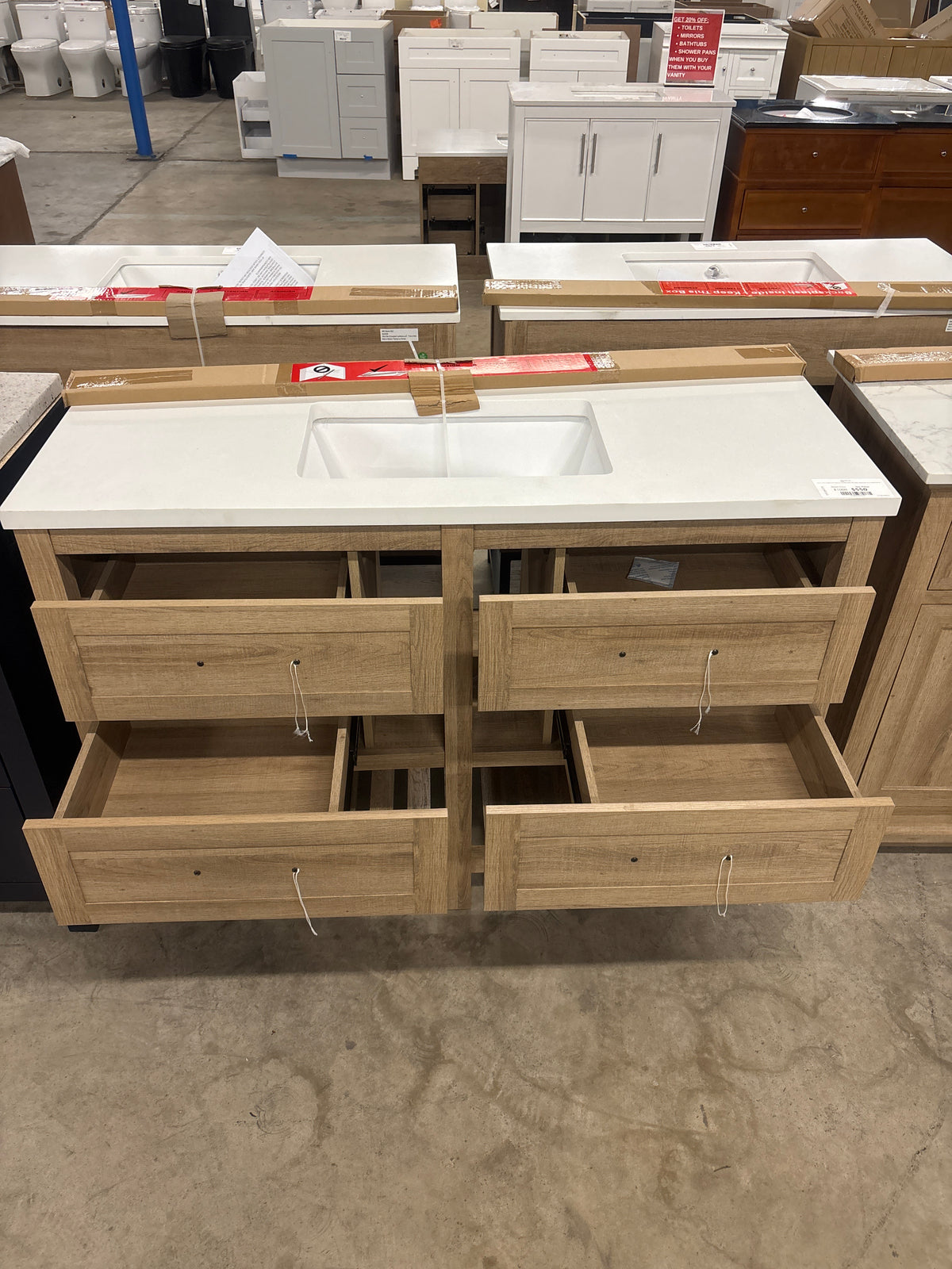 Autumn 48 in. Single Sink Weathered Tan Bath Vanity with White Engineered Stone Top (Assembled)
