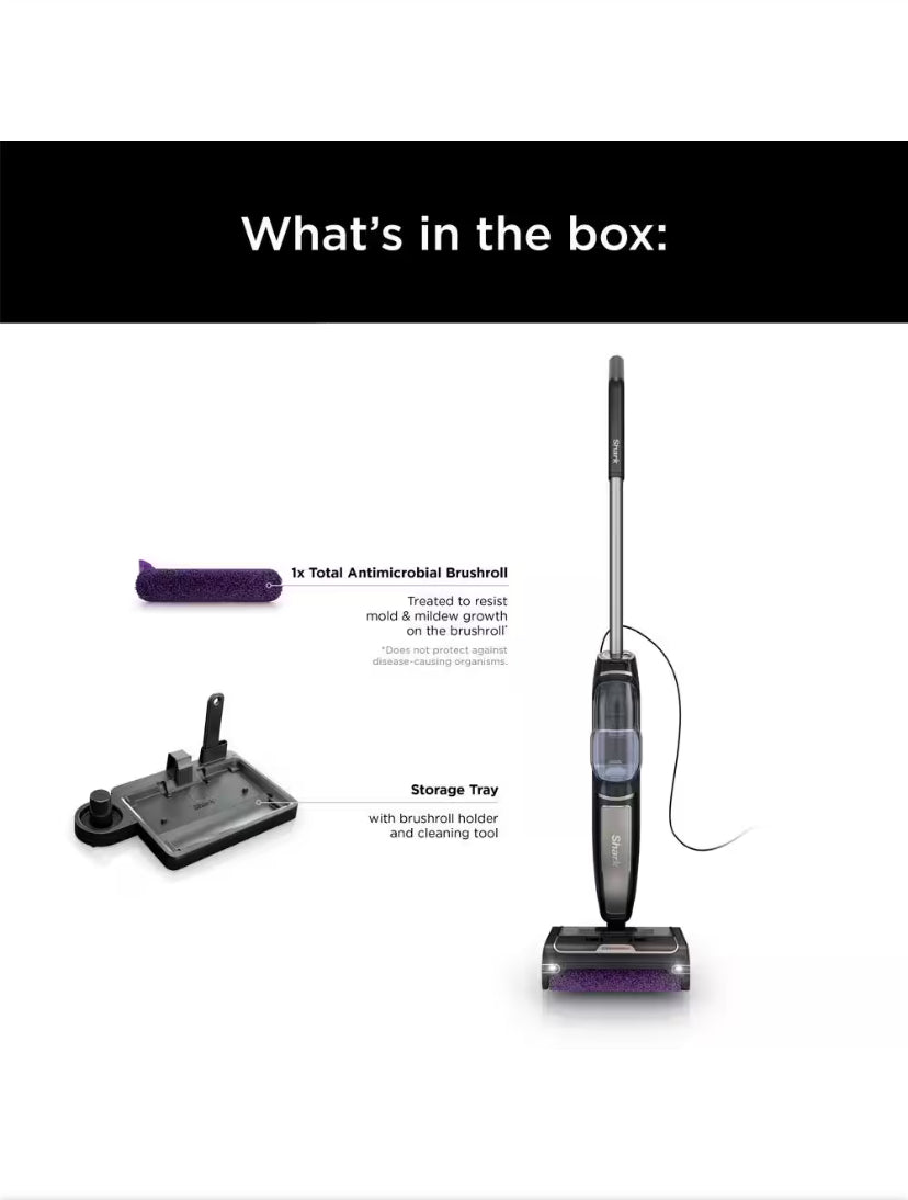Steam Pickup 3-in-1 Corded Steam Mop for Hardwood, Tile, Stone and Laminate in Black with Storage Tray, Self Cleans
