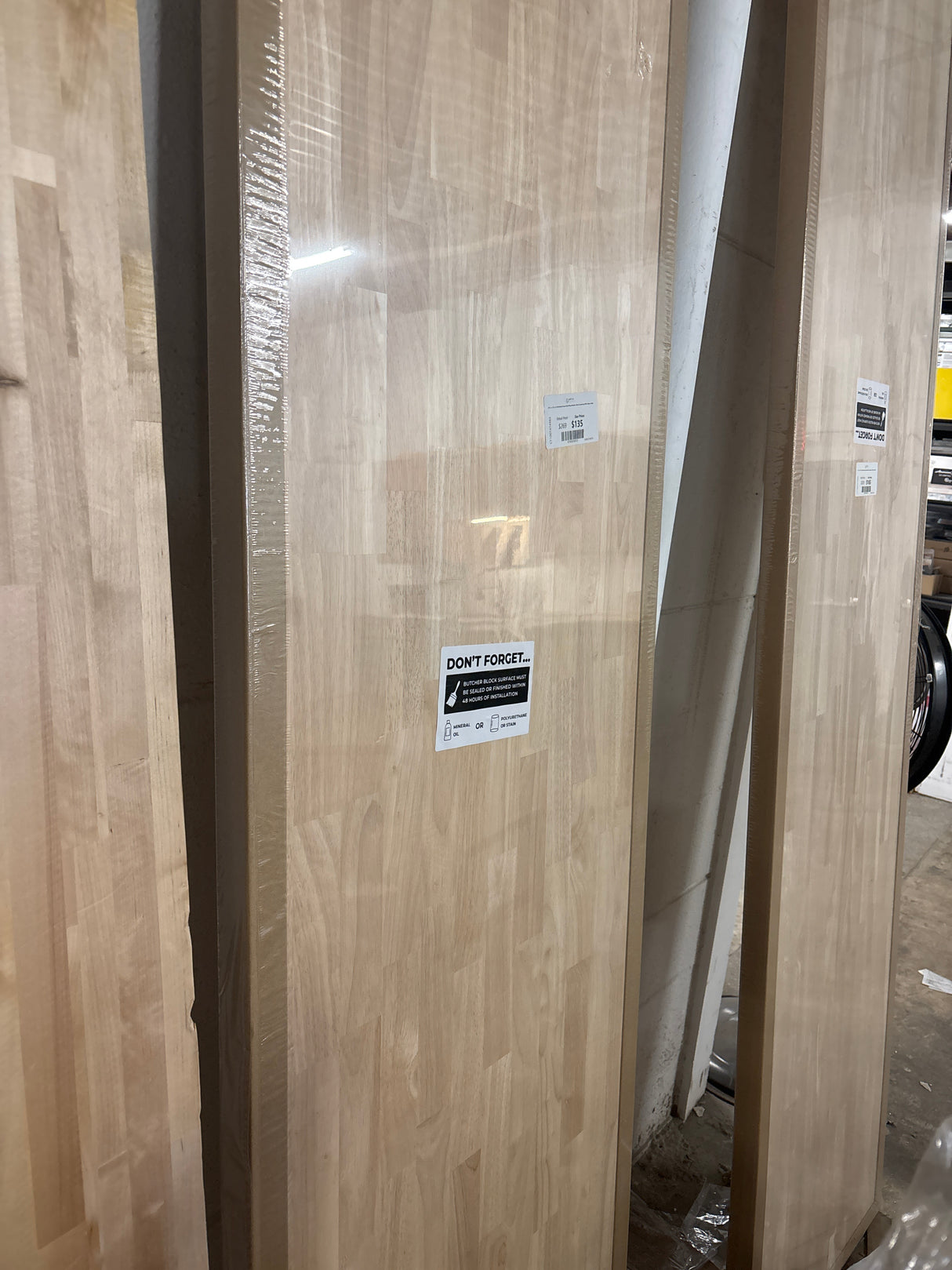 8 ft. L x 25 in. D Unfinished Hevea Solid Wood Butcher Block Countertop With Square Edge