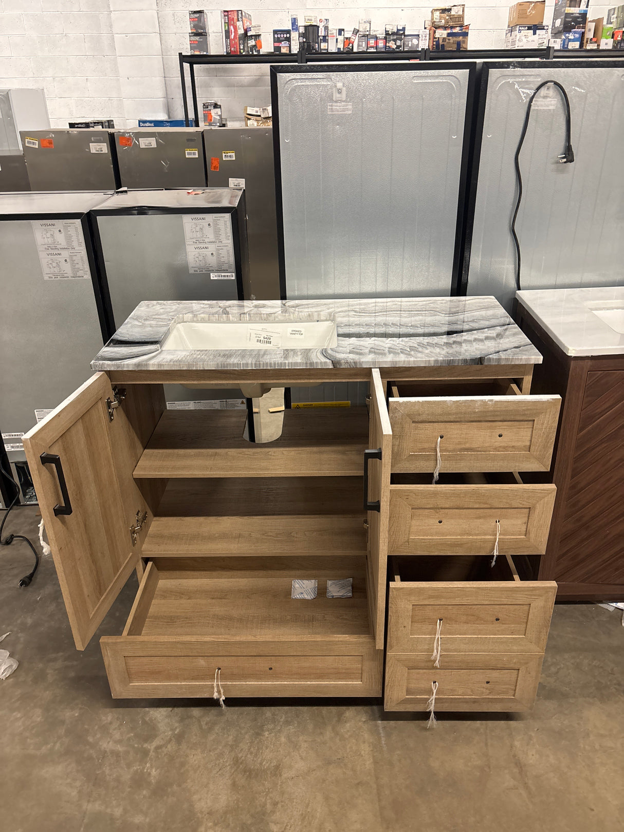 Tobana 42 in. W x 19 in. D x 34.5 in. H Bath Vanity in Weathered Tan with Epoxied Top