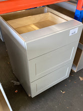 Load image into Gallery viewer, Cambridge Gray Shaker Assembled Base Cabinet with 3-Soft Close Drawers (24 in. W x 24.5 in. D x 34.5 in. H)
