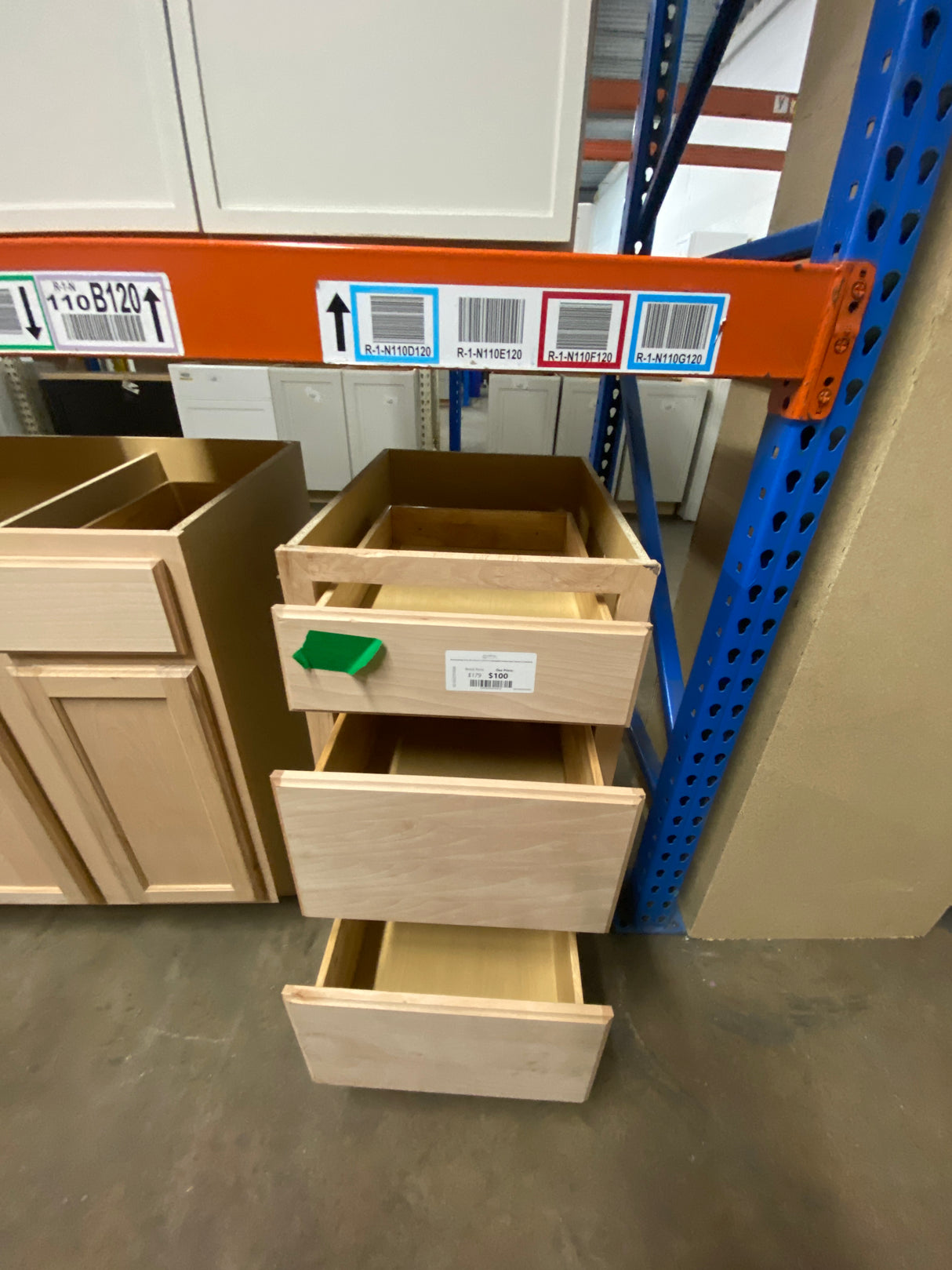 Recessed Panel 18 in. W x 24 in. D x 34.5 in. H Assembled 3 Drawer Base Cabinet in Unfinished